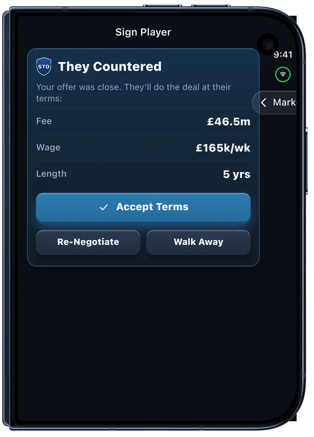 FC Sim 27 transfer offer on the iPhone Duo cover display